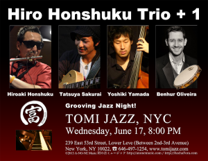 Hiro Honshuku Trio at Tomi Jazz, NYC, Wed June 17